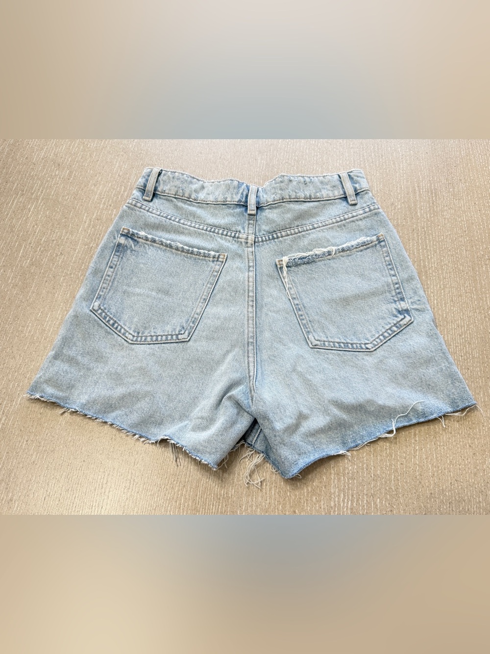 Zara Ripped High-Wasted Denim Short - Picture 2 of 3